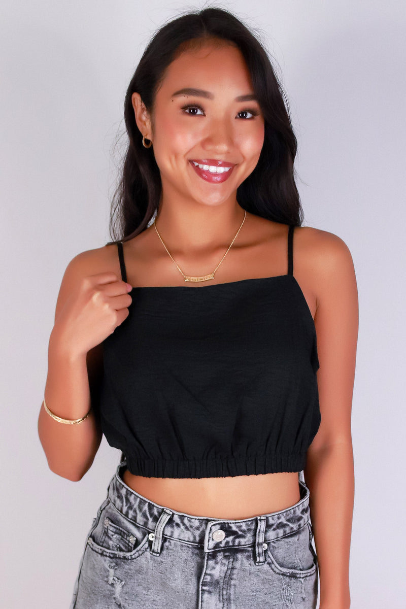 Jeans Warehouse Hawaii - TANK SOLID WOVEN DRESSY TOPS - READY FOR IT CROP TOP | By MINE FASHION