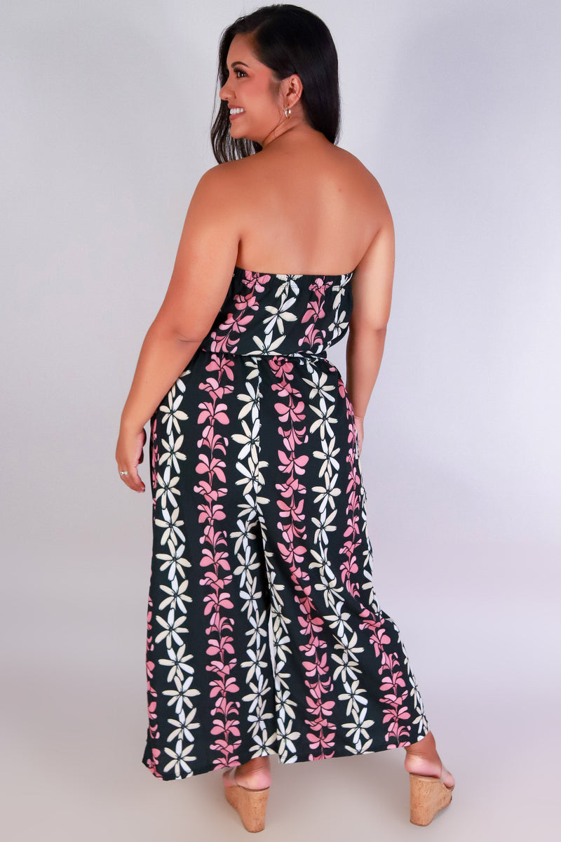 Jeans Warehouse Hawaii - PLUS PRINTED JUMPSUITS - PLUMERIA TIARE TUBE JUMPSUIT | By LUZ