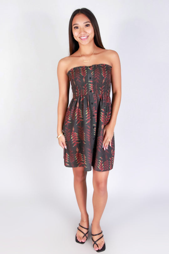 HELICONIA SMOCKED BABYDOLL DRESS