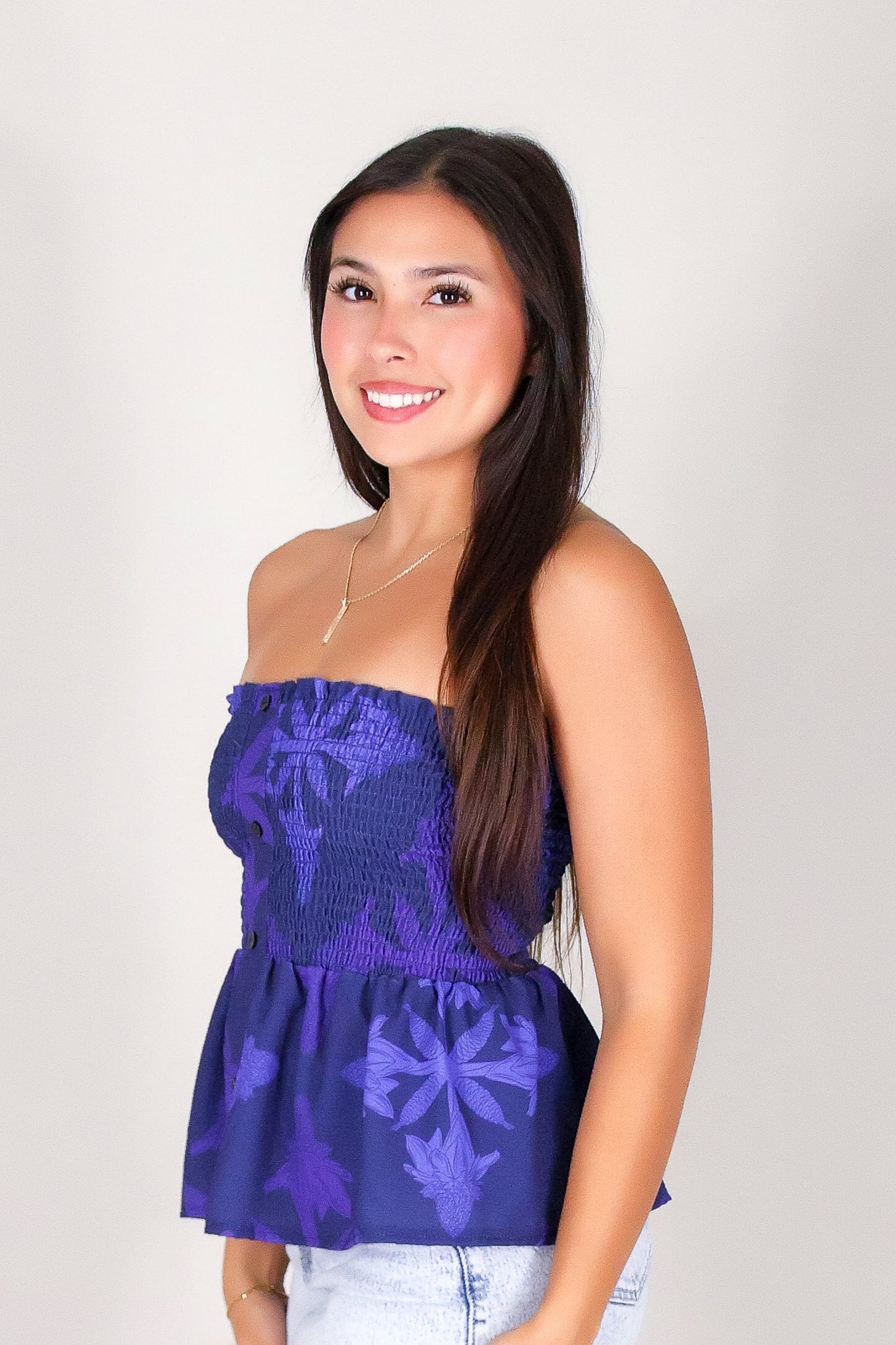 TORCH GINGER QUILT SMOCKED TUBE TOP