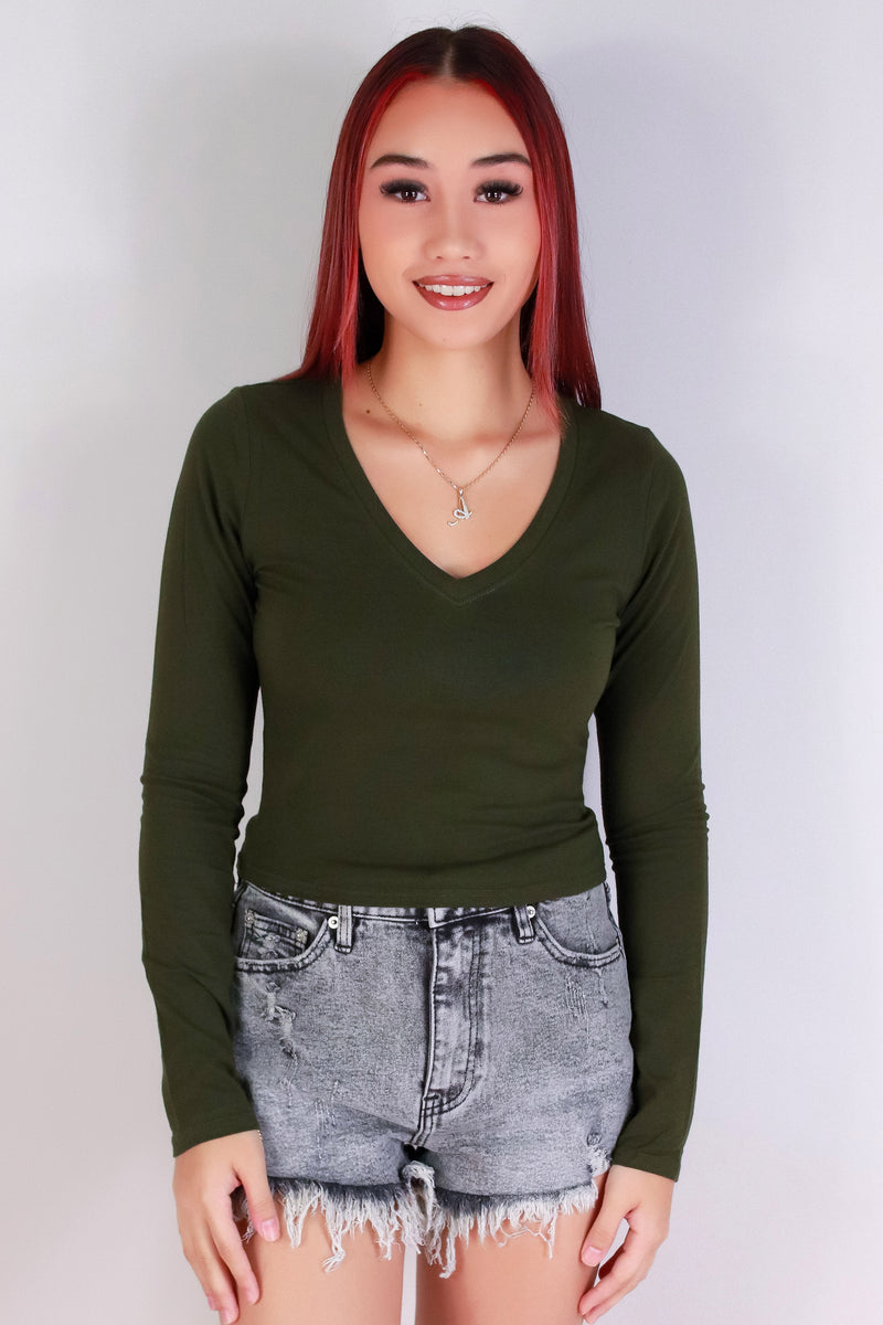 Jeans Warehouse Hawaii - L/S SOLID BASIC - SO CONFUSED TOP | By CRESCITA APPAREL/SHINE I