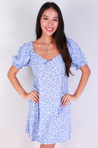 Jeans Warehouse Hawaii - SLEEVE SHORT PRINT DRESSES - GARDEN GIRL DRESS | By AMBIANCE APPAREL