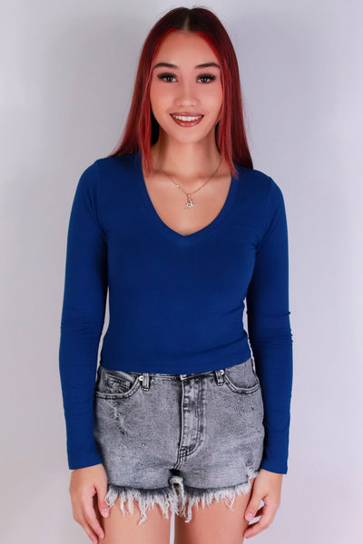Jeans Warehouse Hawaii - L/S SOLID BASIC - SO CONFUSED TOP | By CRESCITA APPAREL/SHINE I