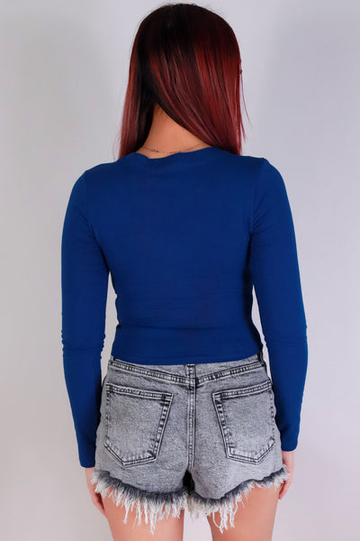 Jeans Warehouse Hawaii - L/S SOLID BASIC - SO CONFUSED TOP | By CRESCITA APPAREL/SHINE I
