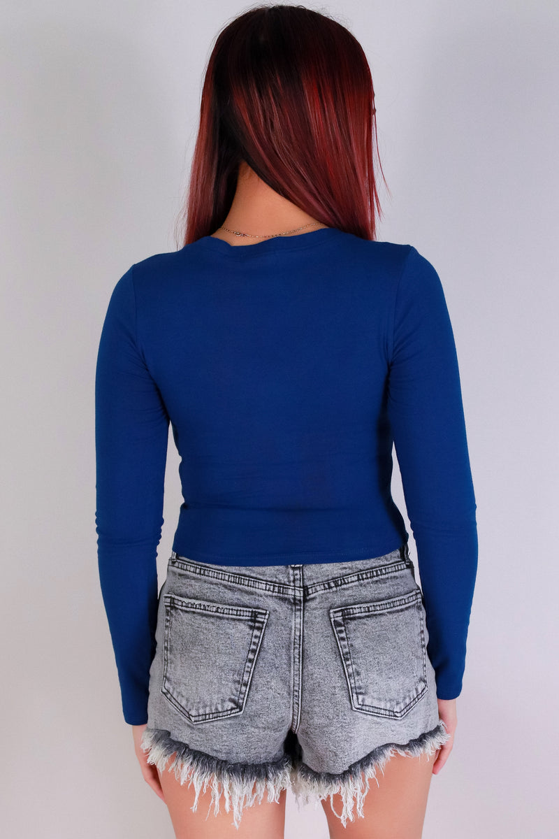 Jeans Warehouse Hawaii - L/S SOLID BASIC - SO CONFUSED TOP | By CRESCITA APPAREL/SHINE I