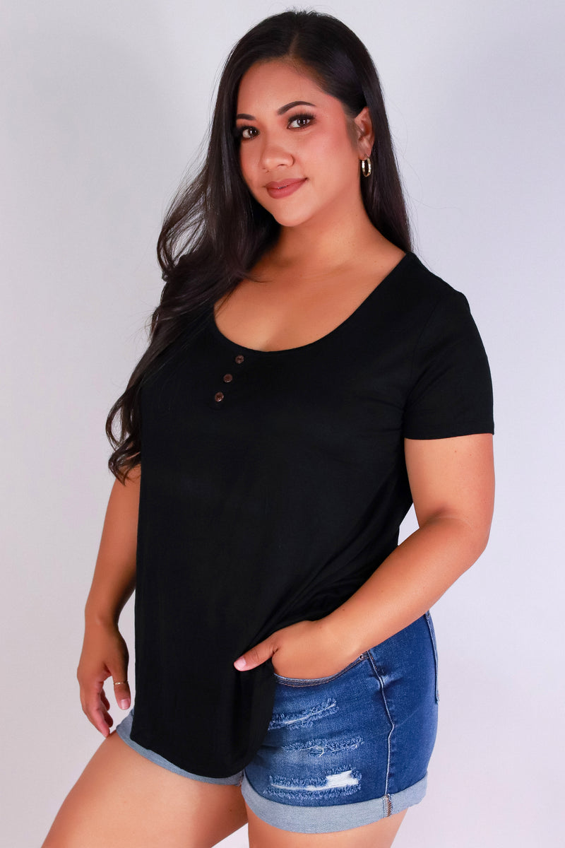 Jeans Warehouse Hawaii - PLUS S/S Knit Top - JUST VIBING TOP | By CRESCITA APPAREL/SHINE I