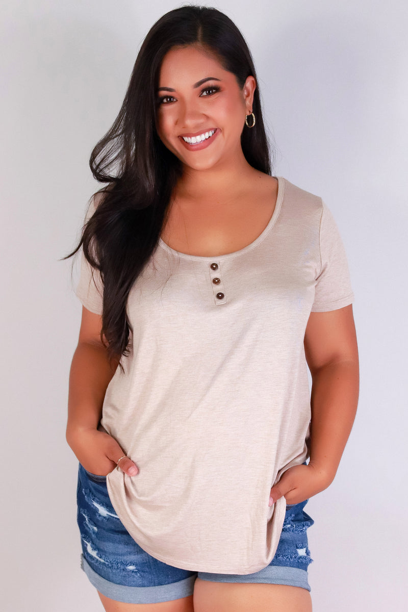 Jeans Warehouse Hawaii - PLUS S/S Knit Top - JUST VIBING TOP | By CRESCITA APPAREL/SHINE I