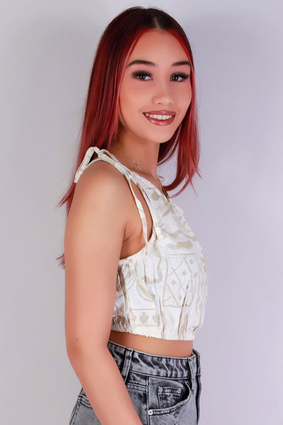Jeans Warehouse Hawaii - TANK PRINT WOVEN CASUAL TOPS - SUN CHASER CROP TOP | By MINE FASHION