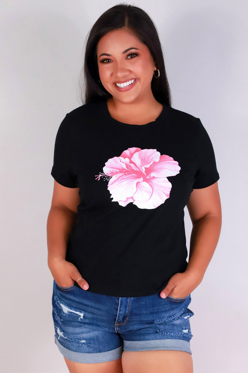 Jeans Warehouse Hawaii - PLUS S/S SCREENS - HIBISCUS TEE | By LUZ