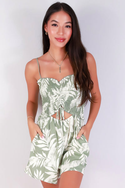 Jeans Warehouse Hawaii - PRINT CASUAL ROMPERS - LEAF ME WILD ROMPER | By I JOAH