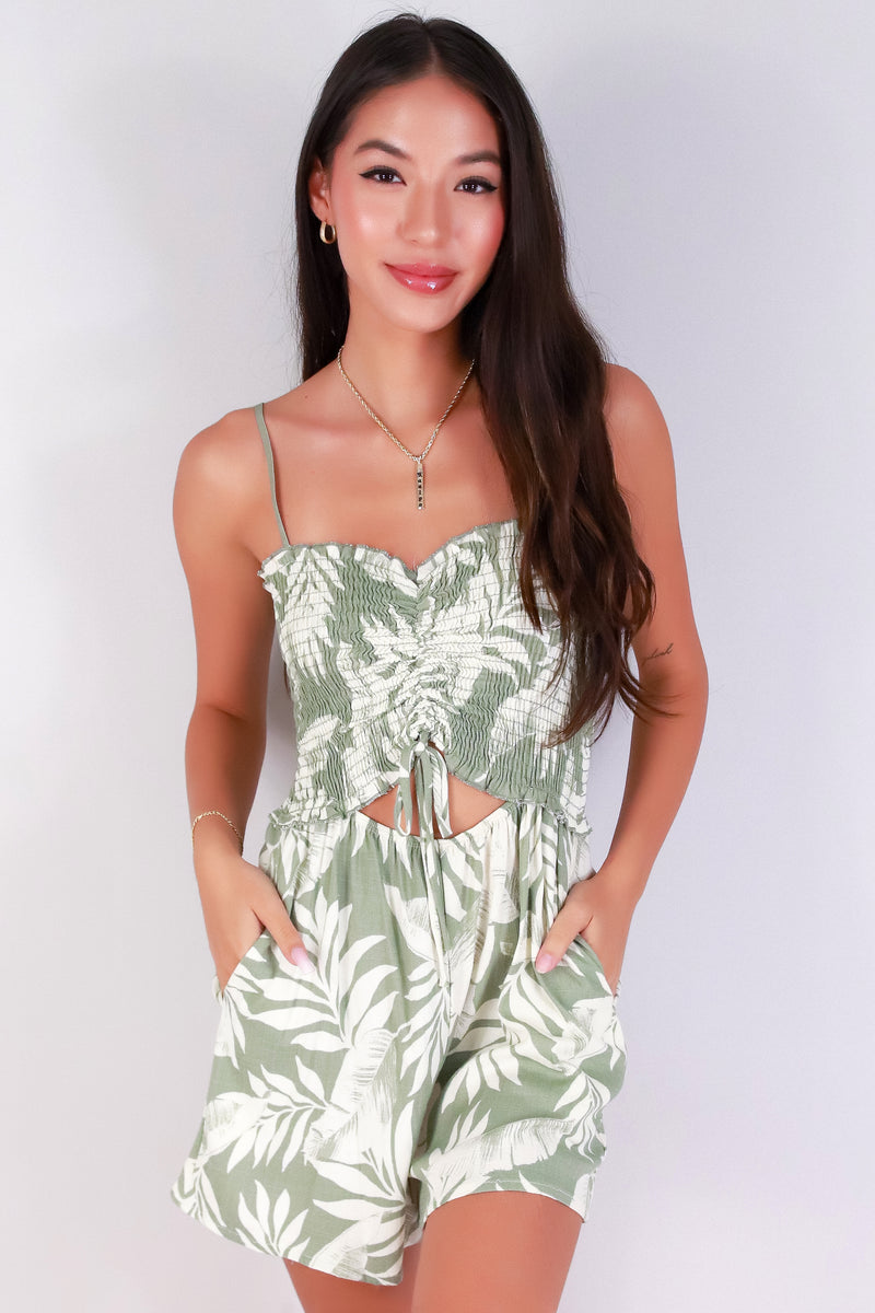 Jeans Warehouse Hawaii - PRINT CASUAL ROMPERS - LEAF ME WILD ROMPER | By I JOAH