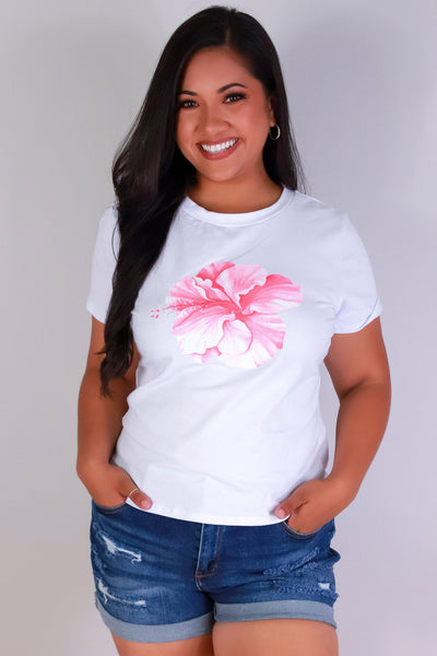 Jeans Warehouse Hawaii - PLUS S/S SCREENS - HIBISCUS TEE | By LUZ