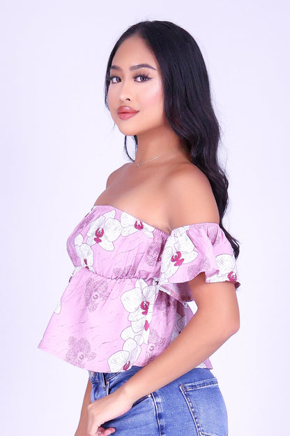 ORCHID OFF SHOULDER BABYDOLL TOP