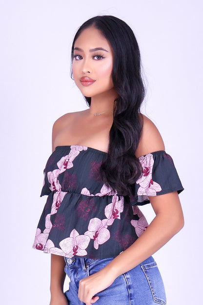 ORCHID OFF SHOULDER BABYDOLL TOP