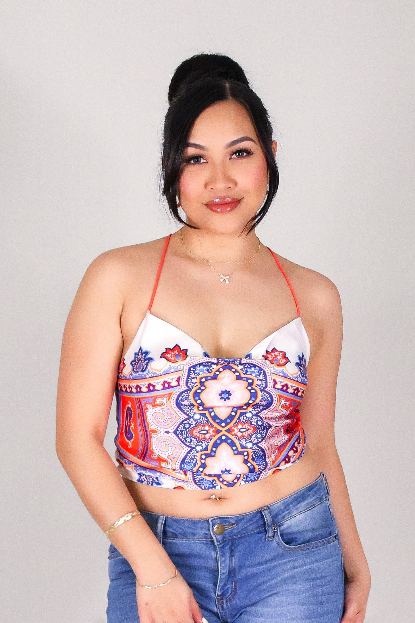 SATIN SIREN TIE BACK TOP