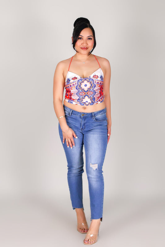 SATIN SIREN TIE BACK TOP