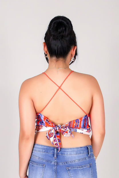 SATIN SIREN TIE BACK TOP