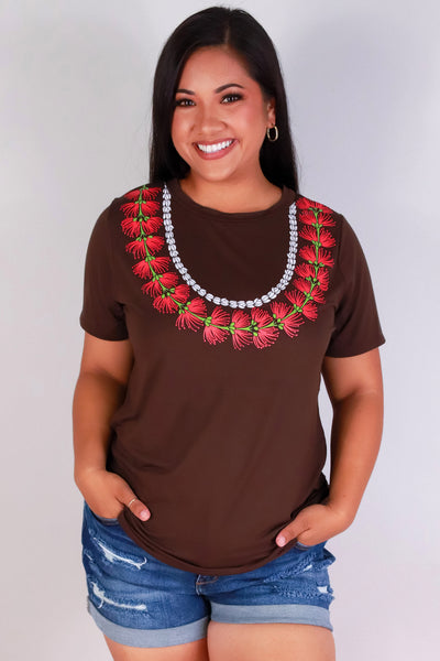 Jeans Warehouse Hawaii - PLUS S/S SCREENS - OHIA LEHUA LEI TEE | By LUZ