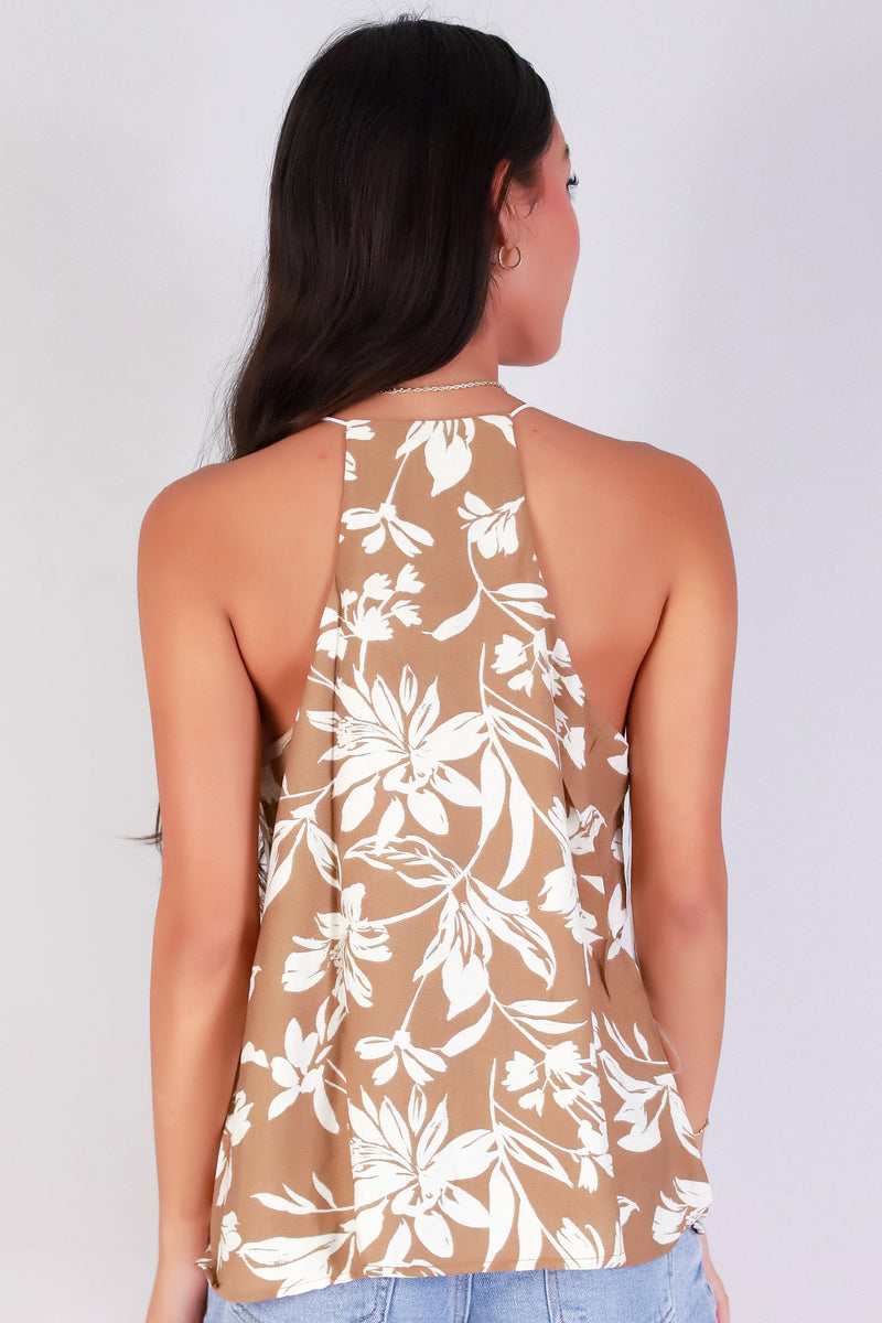 Jeans Warehouse Hawaii - TANK PRINT WOVEN CASUAL TOPS - BLOSSOM KISS BUNGEE STRAP TOP | By PAPERMOON/ B_ENVIED