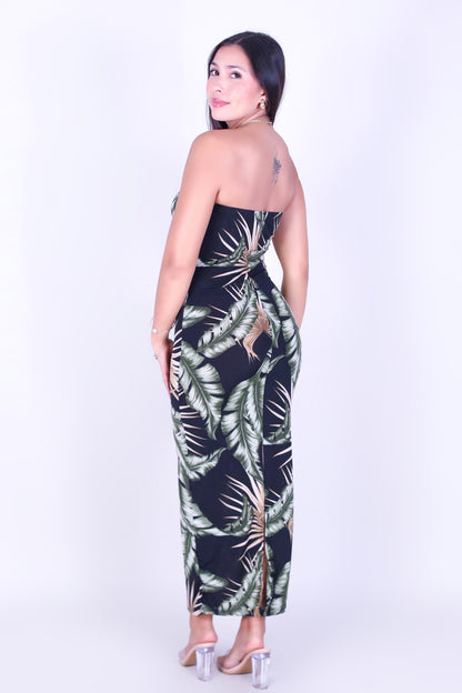 PARADISE LEAF MIDI DRESS