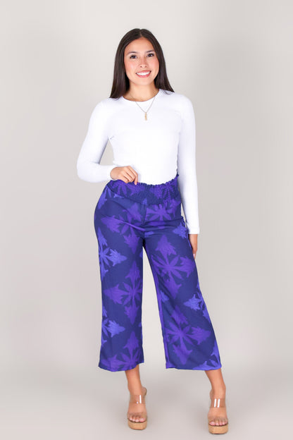 TORCH GINGER QUILT SMOCKED WAIST CAPRI'S