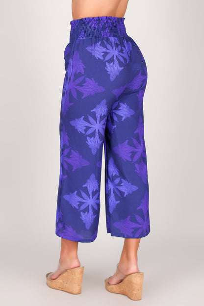 TORCH GINGER QUILT SMOCKED WAIST CAPRI'S