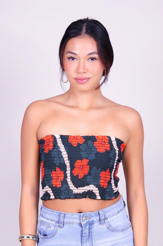 HAU PIKAKE SMOCKED CROP TUBE TOP