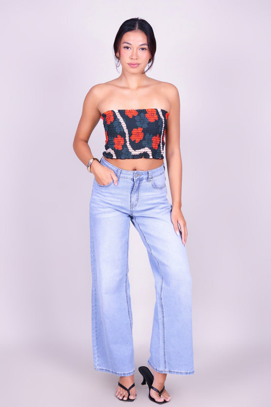 HAU PIKAKE SMOCKED CROP TUBE TOP