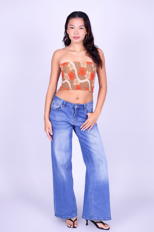 HAU PIKAKE SMOCKED CROP TUBE TOP