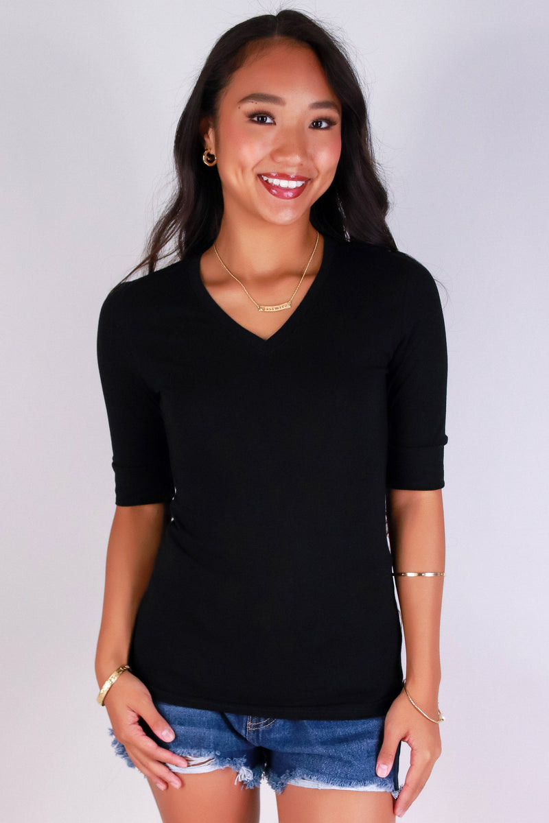 Jeans Warehouse Hawaii - S/S SOLID BASIC - ON MY MIND V-NECK | By ACTIVE USA