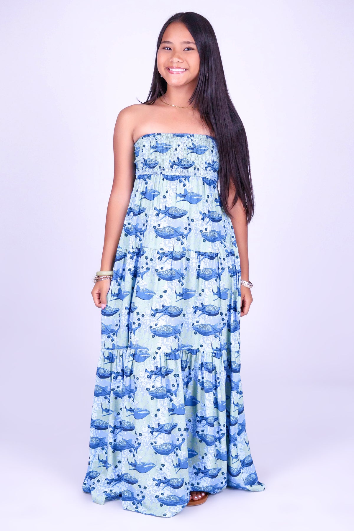 BLOOMS BY THE SEA TUBE MAXI DRESS | KIDS SIZE 12MO-14