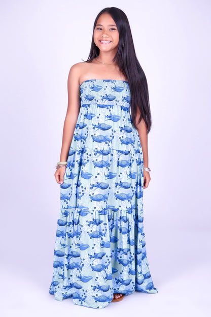 BLOOMS BY THE SEA TUBE MAXI DRESS | KIDS SIZE 12MO-14