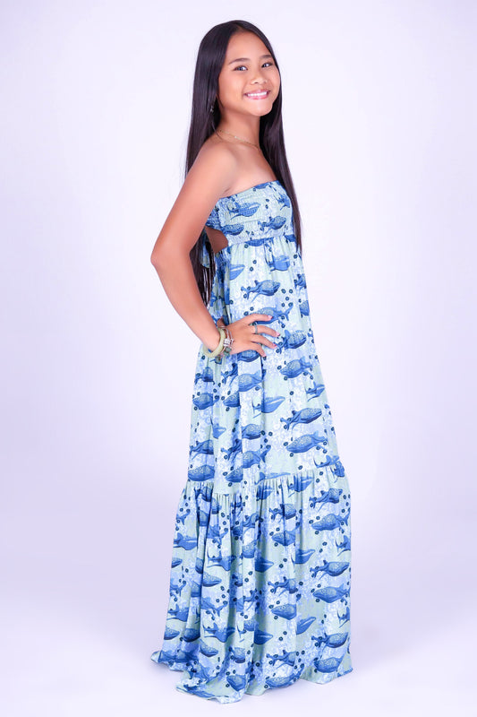 BLOOMS BY THE SEA TUBE MAXI DRESS | KIDS SIZE 12MO-14