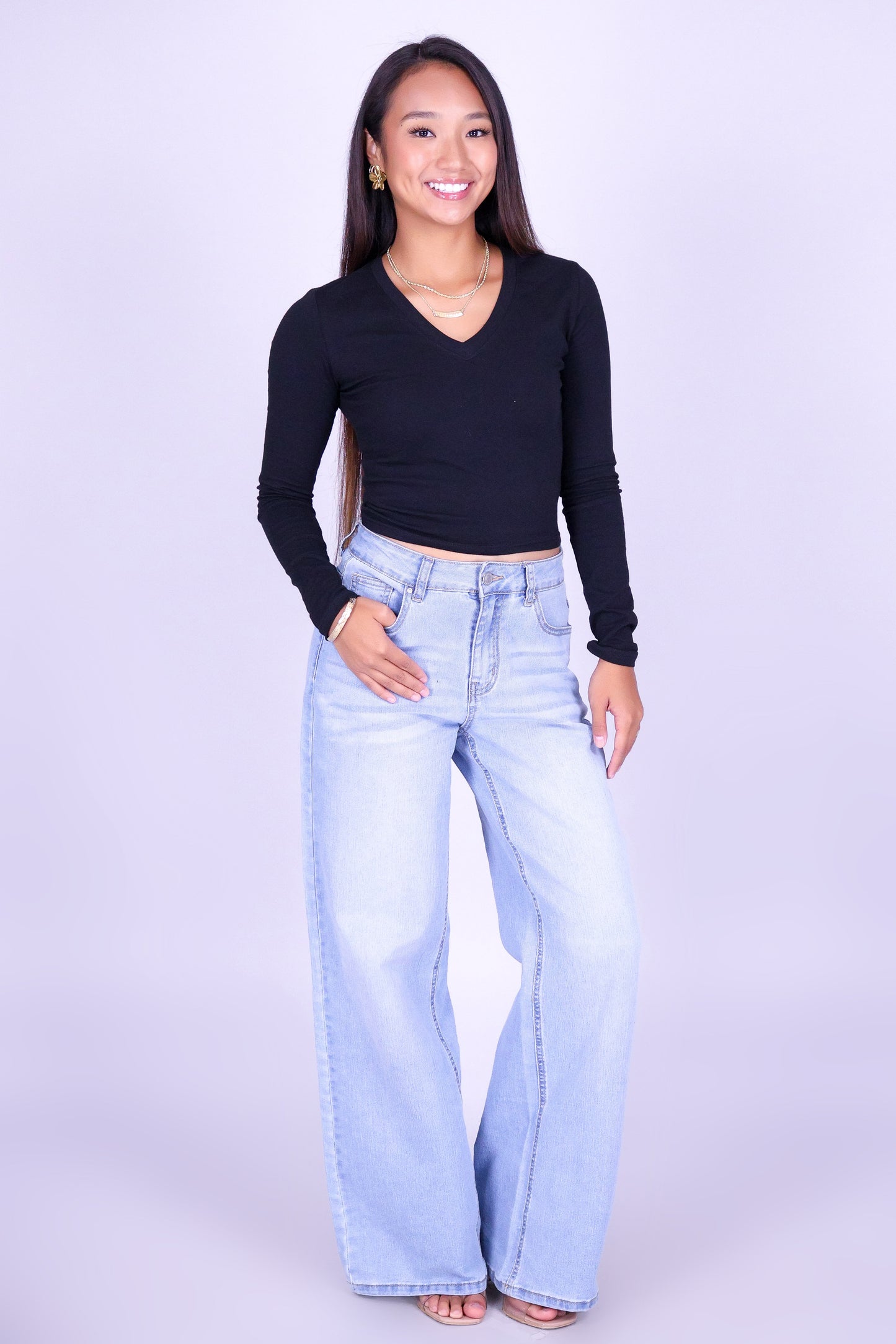 DON'T SAY IT LONG SLEEVE CROP TOP