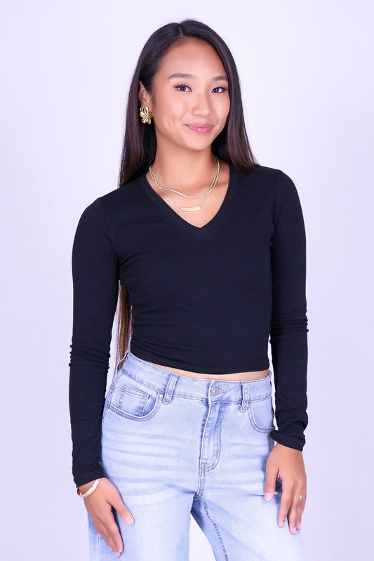 DON'T SAY IT LONG SLEEVE CROP TOP
