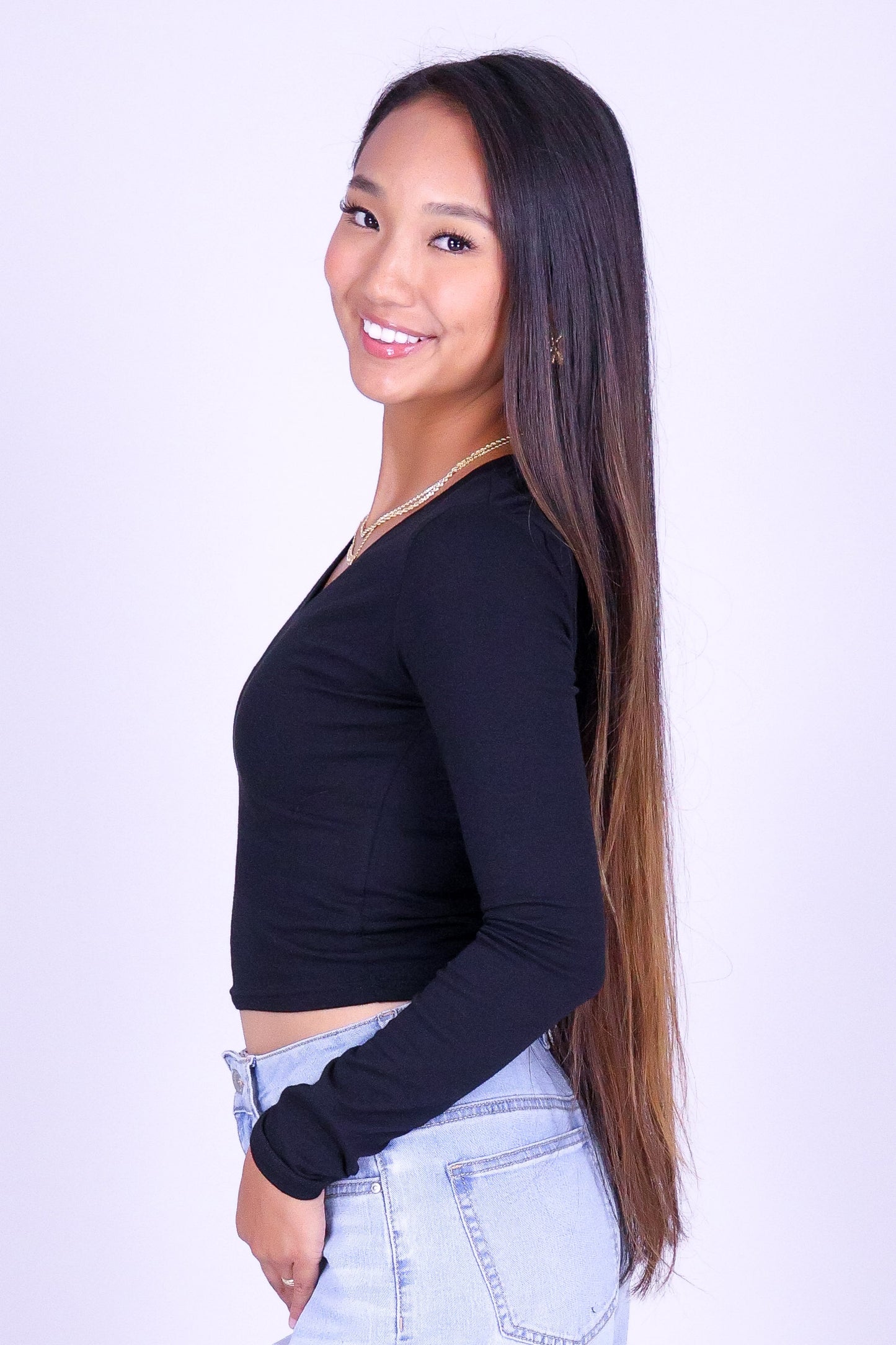 DON'T SAY IT LONG SLEEVE CROP TOP