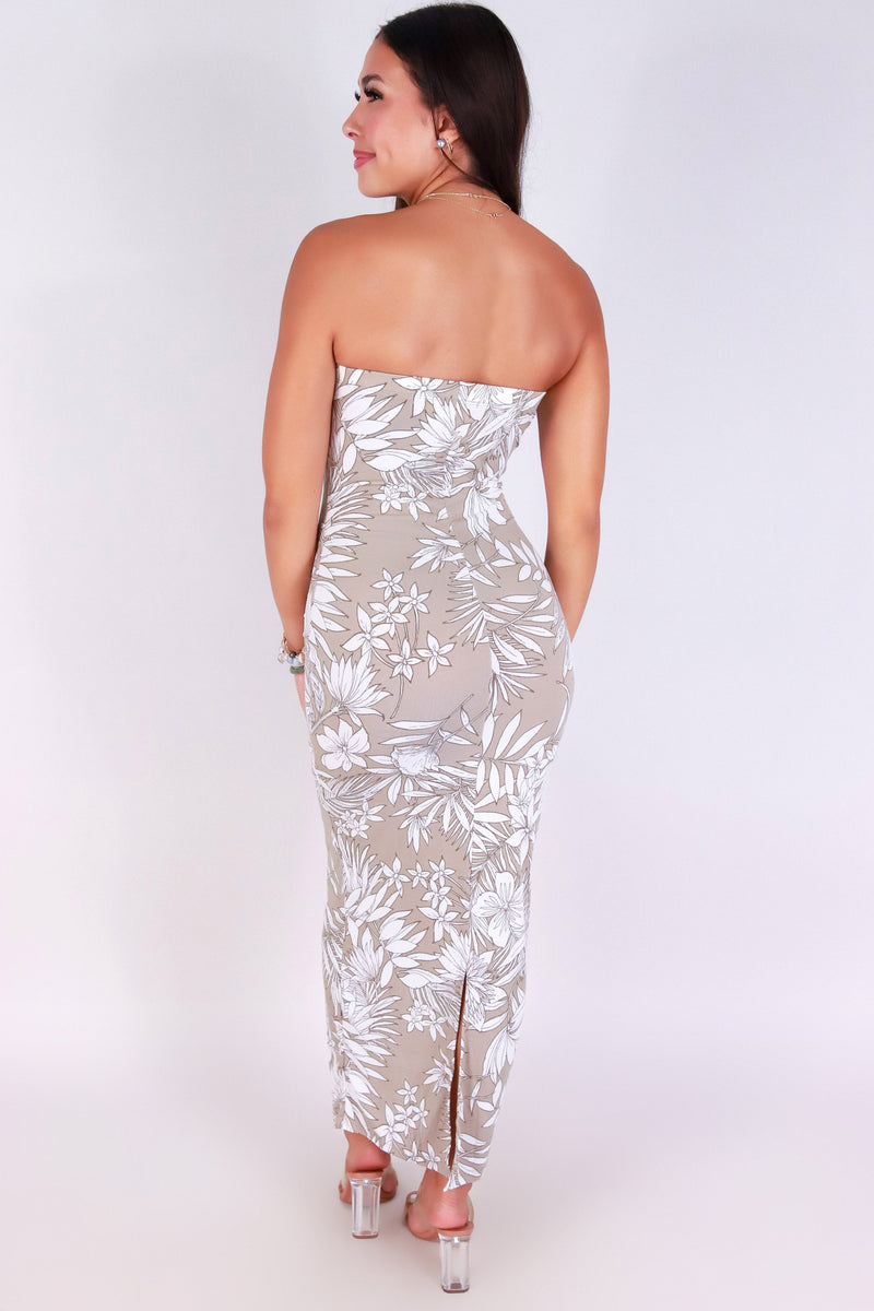 Jeans Warehouse Hawaii - TUBE LONG PRINT DRESSES - LEAF ME LOVELY TUBE DRESS | By PAPERMOON/ B_ENVIED