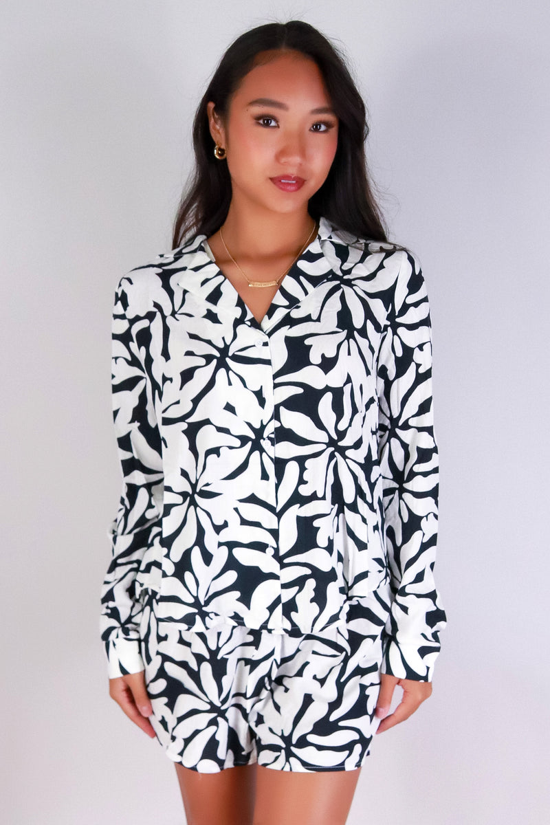 Jeans Warehouse Hawaii - L/S PRINT WOVEN CASUAL TOPS - COASTAL BREEZE TOP | By I JOAH