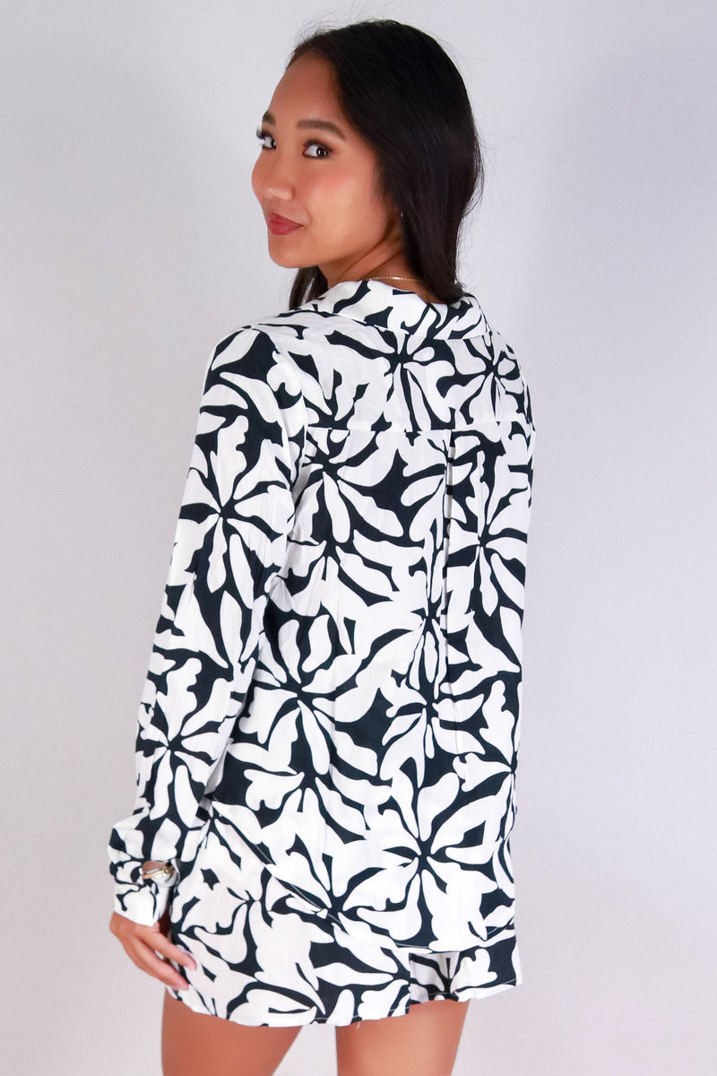 Jeans Warehouse Hawaii - L/S PRINT WOVEN CASUAL TOPS - COASTAL BREEZE TOP | By I JOAH