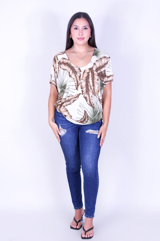 PARADISE LEAF DOLMAN TOP