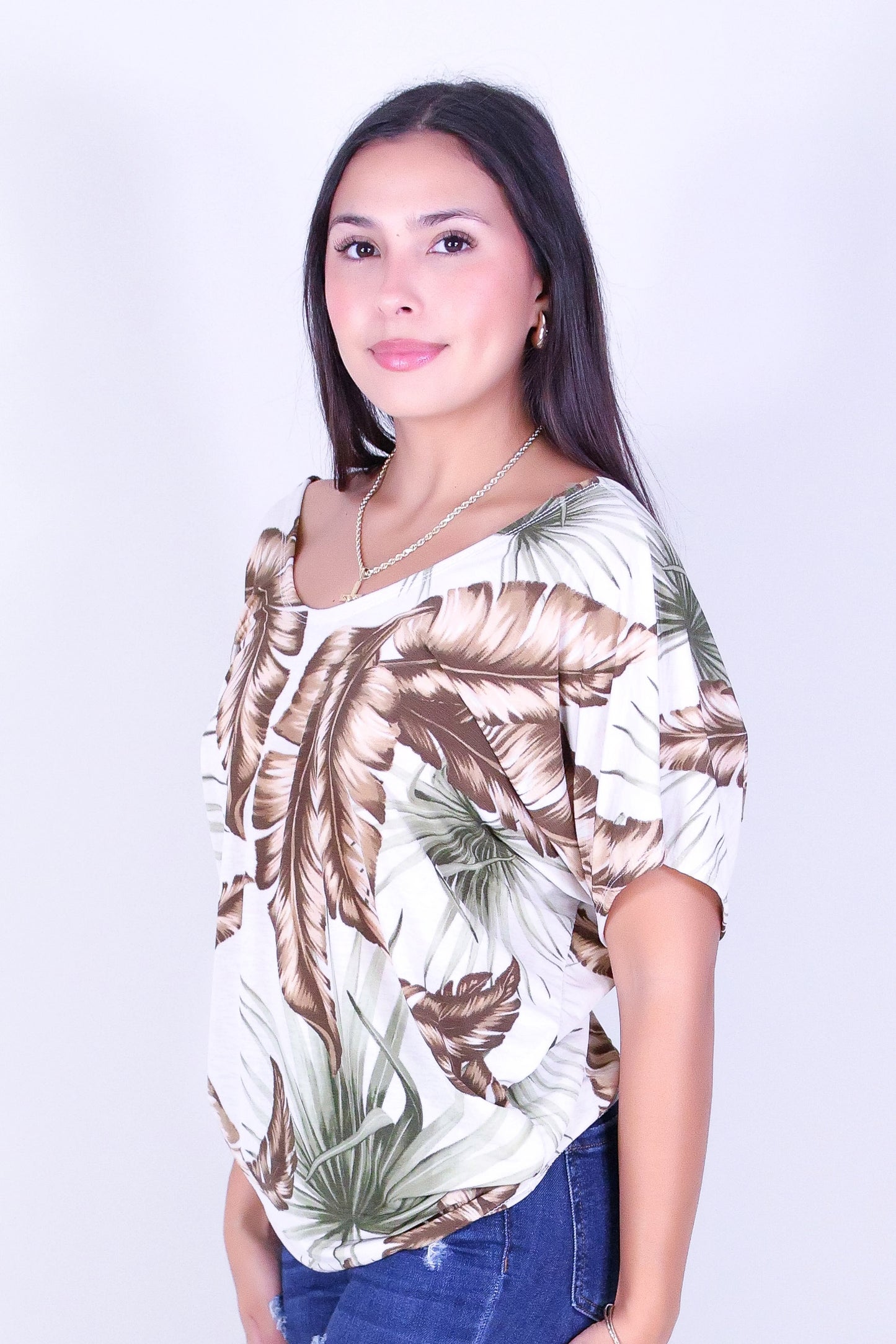 PARADISE LEAF DOLMAN TOP