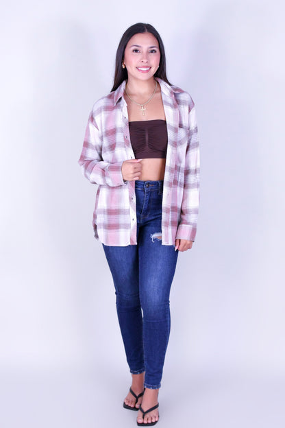 I'LL BE HOME PLAID TOP