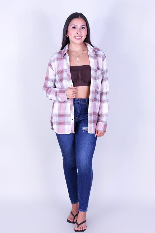 I'LL BE HOME PLAID TOP