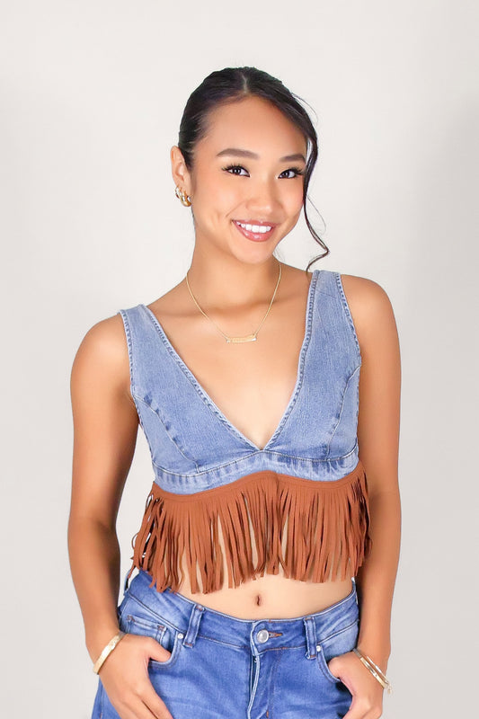 WILD WEST DENIM CROP TOP