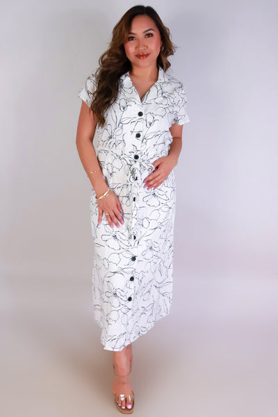 Jeans Warehouse Hawaii - PRINT LONG DRESSES - OWN THE MOMENT MIDDY DRESS | By GILLI