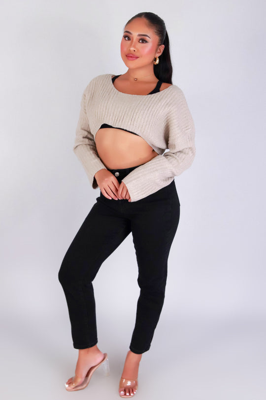 STREET EASE SWEATER CROP TOP