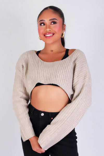 STREET EASE SWEATER CROP TOP