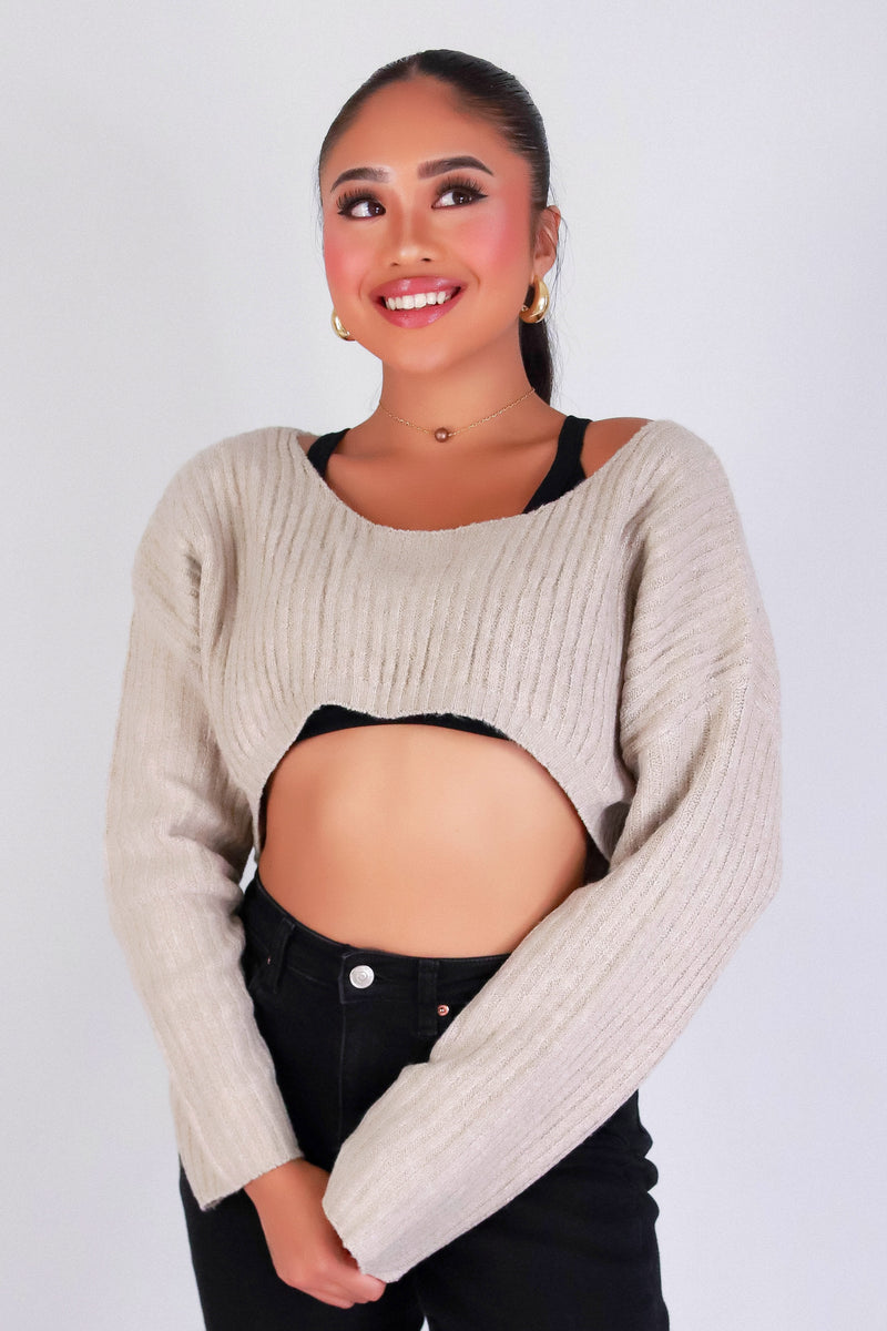 STREET EASE SWEATER CROP TOP