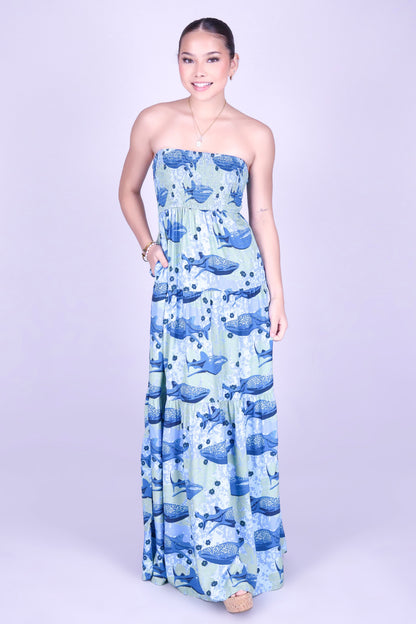 BLOOMS BY THE SEA TUBE MAXI DRESS