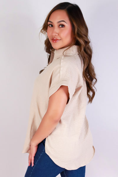 Jeans Warehouse Hawaii - S/S SOLID WOVEN TOPS - IN THE DETAILS TOP | By GILLI